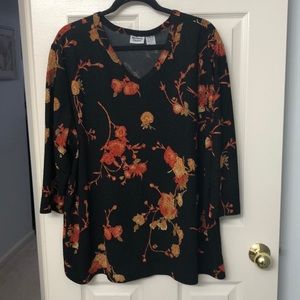 Cute black gold and orange 3/4 sleeve top